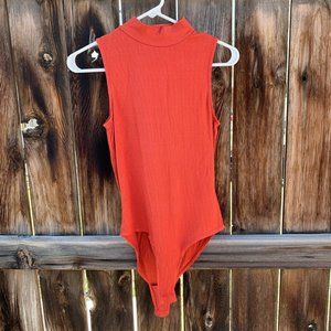 Burnt Orange Mock Neck Bodysuit